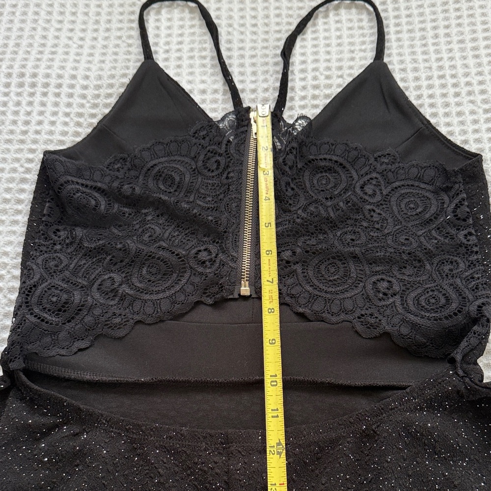 J for Justify Black Sparkle Hi-Lo Dress w/Spaghetti Straps & lace back. EUC M - Picture 7 of 9